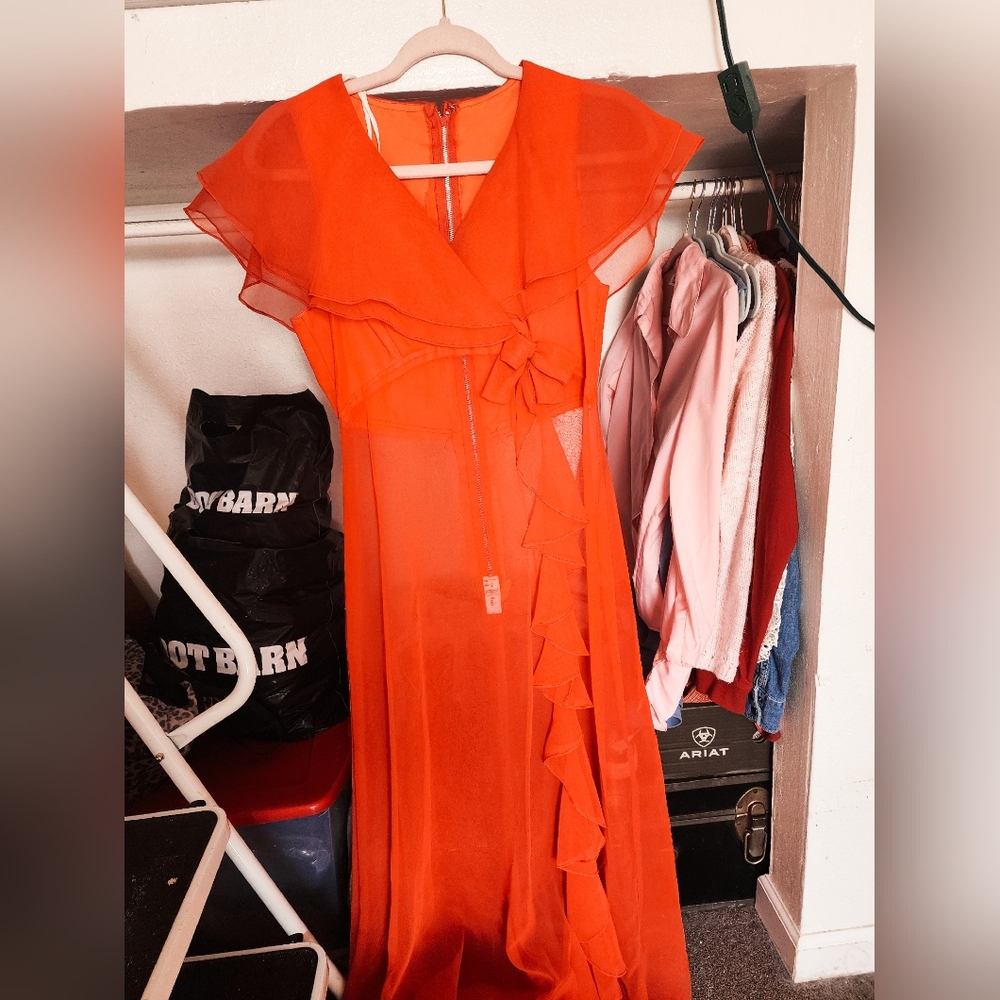 WOMEN'S 50'S STYLE 80'S/90'S SLIP DRESS - RUBY RED